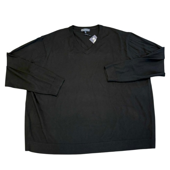 HART SCHAFFNER MARX Extra Fine Merino Wool Black V-Neck Sweater Size 4XB NEW - Picture 2 of 7